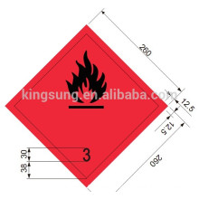 Harzard class sticker inflammable liquid label